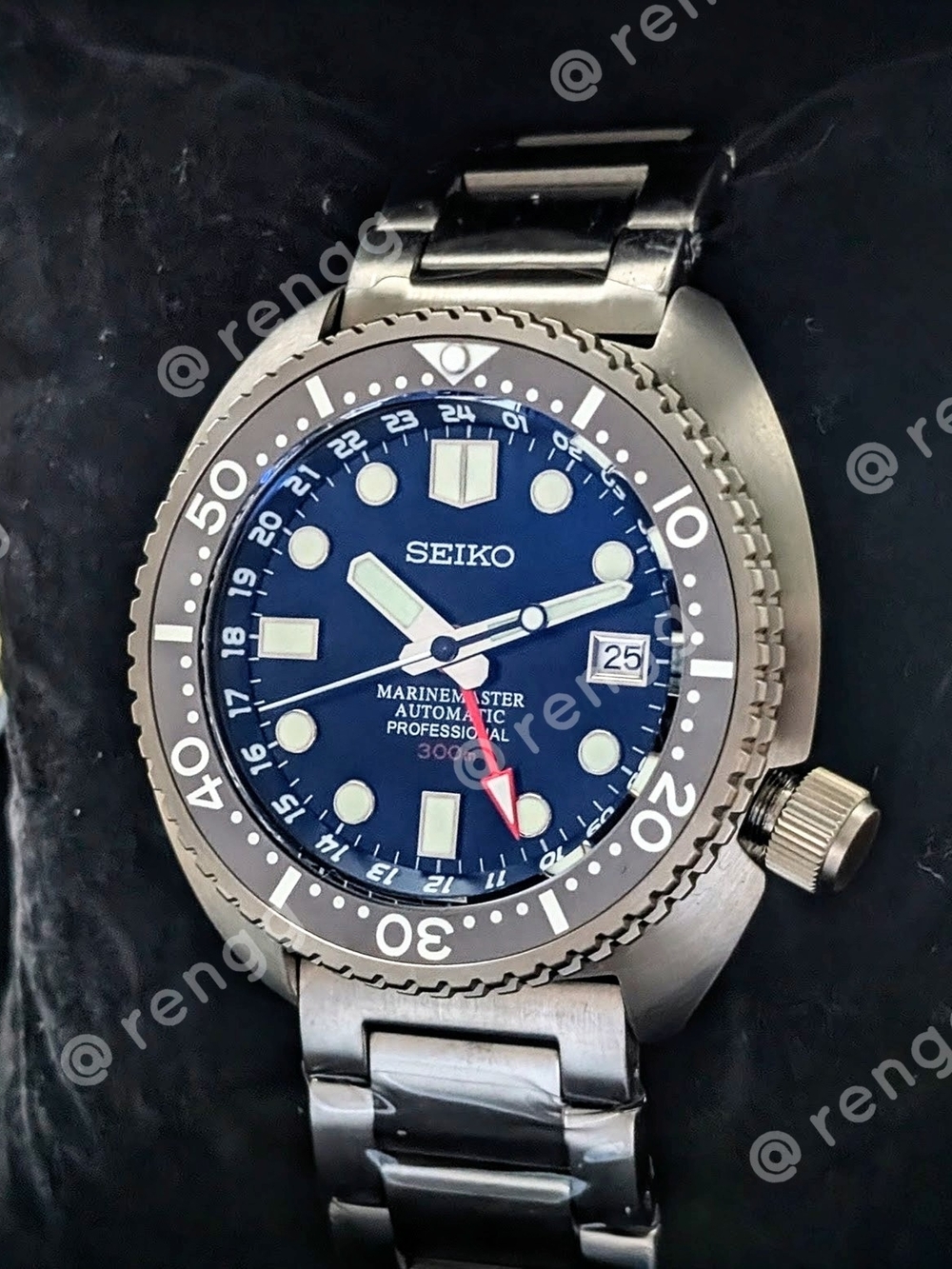 Full Titanium Seiko GMT Turtle Automatic 300m Blue Diver Mod Watch Sapphire AR - Picture 7 of 11